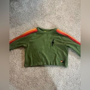 Green Aviator Nation cropped sweatshirt